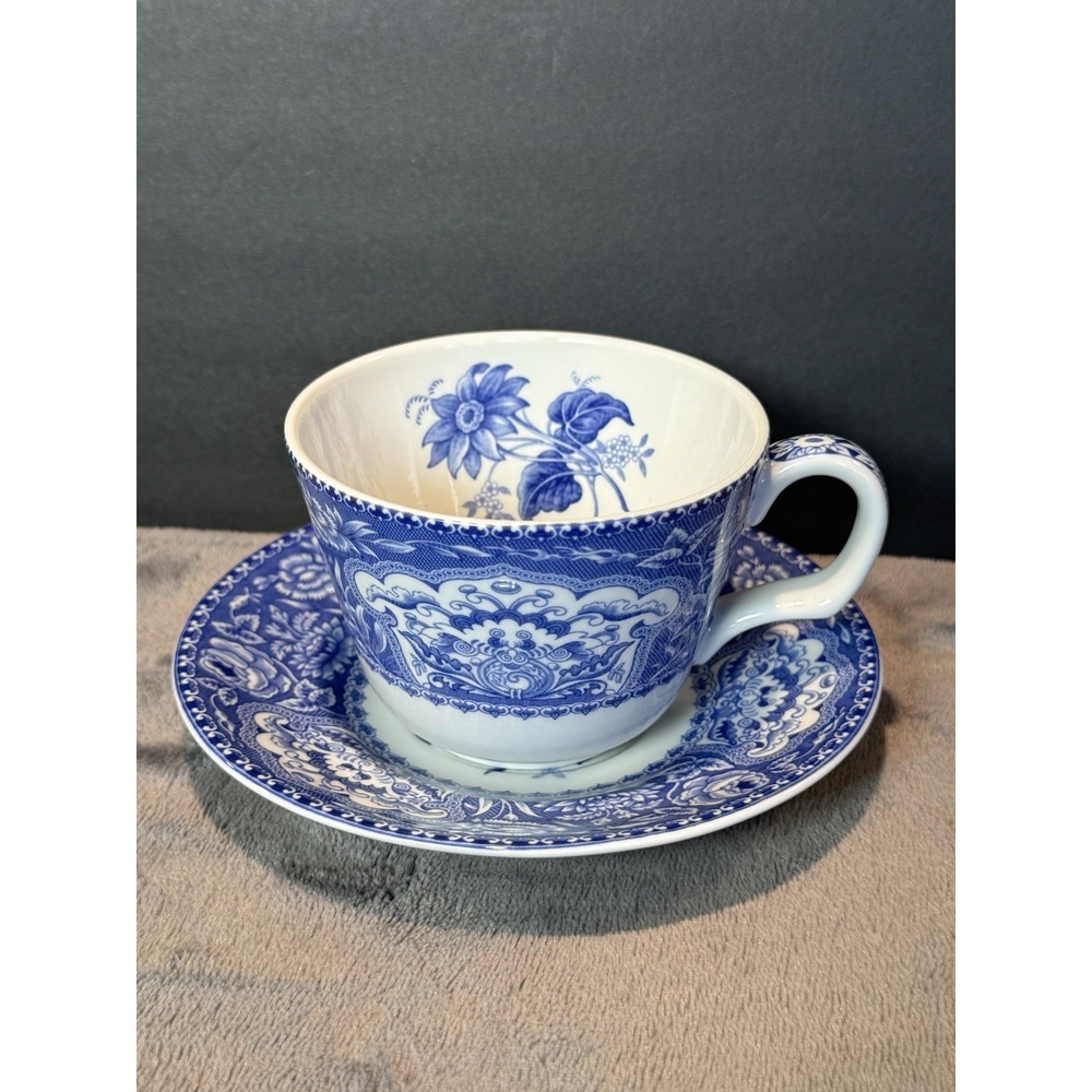 Spode‎ Blue Room Collection Floral Blue Tea Cup Saucer Set